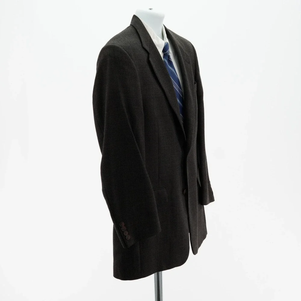 Hart Schaffner Marx Soft Tweed Wool Brown Tan Blue Check Sport Coat 40R Tag 39R